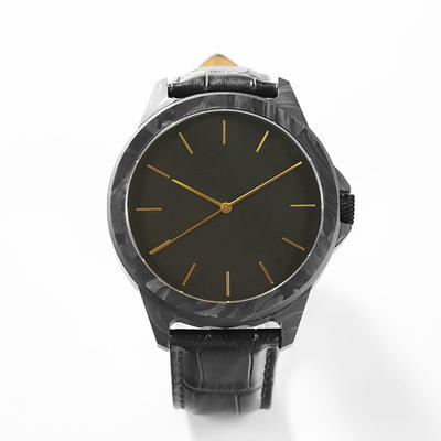mens carbon fiber quartz watch w/ casual random pattern